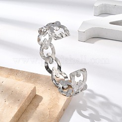 女性用304ステンレススチール中空カフバングル  ステンレス鋼色  内径：2-3/8x1-7/8インチ（6.1x4.8cm）&nbsp;BJEW-B108-05G