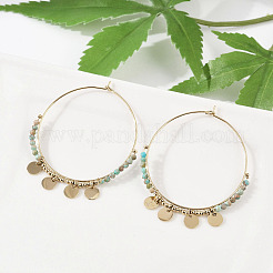 304 Stainless Steel Natural Natural Turquoise Chandelier Earrings&nbsp;EJEW-Z089-36G-01