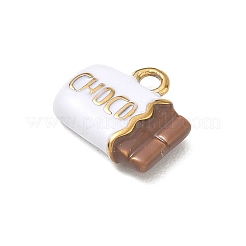 304ステンレススチールエナメルペンダント  チョコレートチャーム  ゴールドカラー  11x13x3.5mm  穴：1.8mm&nbsp;SA-CBA6BE2-04G