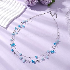 Natural White Jade 3 Layer Necklaces&nbsp;NJEW-JN05051