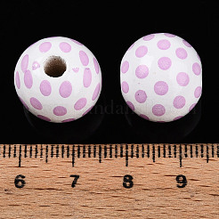 イースターテーマのプリントウッドビーズ  ラウンド  プラム  14.5~15x15.5~16.5mm  穴：4~4.5mm&nbsp;WOOD-T032-22J