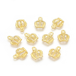 チベットスタイル合金クラウンチャーム  鉛フリー＆カドミウムフリー  ゴールドカラー  14x12x1mm  穴：1.5mm&nbsp;EBB054Y-G