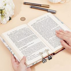 金属製ペーパークリップ4個  合金エナメルペンダント付き  ブラック  60mm&nbsp;AJEW-CP00014