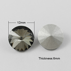 ポイントガラスラインストーン  リボリラインストーン  バックメッキ  コーン  ブラック  12x6mm&nbsp;RGLA-R003-12mm-10