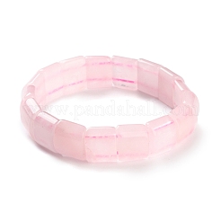 女性用天然ローズクォーツビーズストレッチブレスレット  長方形  内径：2-1/4インチ（5.8cm）&nbsp;BJEW-C081-10