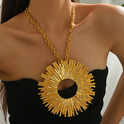 Exaggerated Alloy Crystal Rhinestone Sun Big Pendant Necklaces for Women&nbsp;WG395AB-01