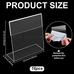 アクリルL字型テーブルデスクトップサインディスプレイスタンド16個  透明  102x37x102mm&nbsp;AJEW-FG0005-89