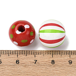 Christmas Printed Wood European Beads&nbsp;WOOD-Z007-02