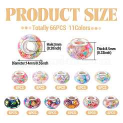 66Pcs 11 Colors Transparent Resin Rondelle European Beads&nbsp;RESI-TA0004-86