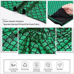 Sparkly Hologram Spandex Mermaid Printed Fish Scale Fabric&nbsp;AJEW-WH0118-07B