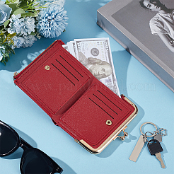 1Pc Rectangle PU Imitation Leather Coin Purses with Golden Tone Alloy Kiss Lock&nbsp;ABAG-CL0001-55B