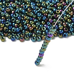 Fgb 6/0グレードAラウンドガラスシードビーズ  メタリックカラーアイリス  マルチカラーメッキ  6/0  4x3mm  穴：1mm  約4800個/ポンド&nbsp;SEED-A022-F6-605