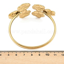304ステンレススチール製マルチフラワーカフバングル（女性用）  ゴールドカラー  内径：2.32x2.09インチ（5.9x5.3cm）&nbsp;BJEW-A154-02A-G
