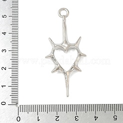 合金ビッグサイズペンダントトップ  ハート形  ラックめっき  プラチナ  50.5x22x5.5mm  穴：3mm&nbsp;FIND-L025-16P
