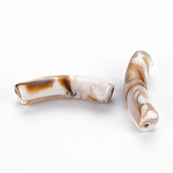 不透明なアクリルビーズ  天然石風  カーブチューブ  リネン  33x8x10.5mm  穴：1.6mm&nbsp;X-OACR-Q181-004A