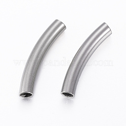 変色しにくい304ステンレススチールチューブビーズ  カーブ  ステンレス鋼色  30x5mm  穴：4mm&nbsp;STAS-K154-C-78P