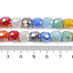 電気メッキガラスビーズセット  コラム  多面カット  グラデーションカラー  ミックスカラー  8x8mm  穴：1mm  約47個/連  15.16''（38.5センチメートル）&nbsp;EGLA-D300-11-8mm