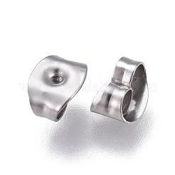 変色しにくい304ステンレススチール製イヤーナット  ピアスバックキャッチ  ステンレス鋼色  6x4.5x3mm  穴：0.8mm&nbsp;STAS-F203-04P