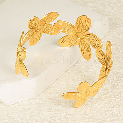 European and American Style Flower 304 Stainless Steel  Cuff Bangles for Women&nbsp;RD8842-2