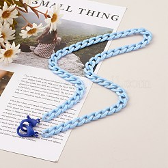 個性的アクリルカーブチェーンネックレス  眼鏡チェーン  ハンドバッグチェーン  プラスチック製のカニカン付き  ライトスチールブルー  24インチ（61cm）&nbsp;NJEW-JN03515-02