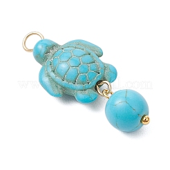 6Pcs 6 Colors Dyed Synthetic Turquoise Turtle Round Pendants&nbsp;PALLOY-JF04128-01
