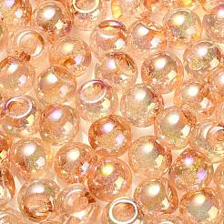 UVメッキレインボー虹色アクリルビーズ  丸い泡の鈴丸ビーズ  トップ掘削  砂茶色  16x16x16mm  穴：3mm&nbsp;X-OACR-G012-04B