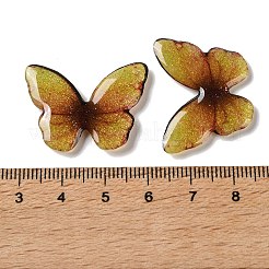 Trsnaprent エポキシ樹脂ペンダント  蝶のチャーム  グリッターパウダー付き  ゴールデンロッド  22x29.5x3mm  穴：1.2mm&nbsp;RE-CBA2911-01C