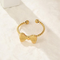 Bowknot 304 Stainless Steel Open Cuff Rings for Women&nbsp;LS-RJEW-G338-08G