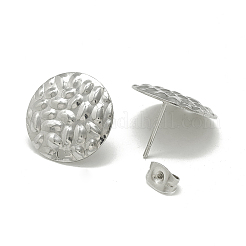 変色しない304ステンレススチールスタッドピアス金具  カン付き  フラットラウンド  ステンレス鋼色  16mm  穴：1.4mm  ピン：0.8mm&nbsp;LS-STAS-Q225-02A