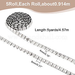 5 Yards Stainless Steel Square Rivet Studed Cord&nbsp;STAS-WR0001-02P