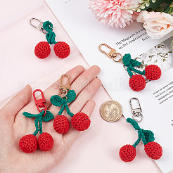 6Pcs 3 Colors Cherry Wool Knitting Pendant Decorations&nbsp;HJEW-CP0001-06