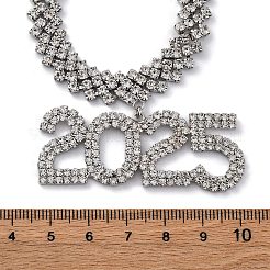 Brass Full Crystal Rhinestone 2025 Pendant Necklaces for Women&nbsp;LS-NJEW-Q005-01P