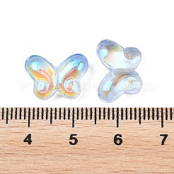 Abカラーメッキ透明ガラスビーズ  蝶  空色  10x15x5mm  穴：1.2mm  約1111個/1000g&nbsp;GLAA-Z020-01C