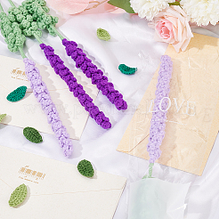 4Pcs 2 Colors Crochet Polyester Lavender Flower Ornaments&nbsp;AJEW-FG0002-67