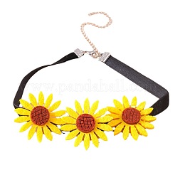 Felt 3 Sunflower Chokler Necklaces for Women&nbsp;FS-WG49D9B-01