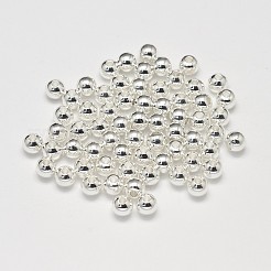 ラックメッキ真鍮丸型スペーサービーズ  カドミウムフリー＆鉛フリー  銀色のメッキ  6mm  穴：1.5mm&nbsp;X1-KK-I601-6mm-S-RS
