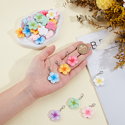 28Pcs 7 Colors Resin Flower Pendant Decoration&nbsp;HJEW-ME0001-09