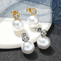 Ion Plating(IP) 304 Stainless Steel Round Stud Earrings&nbsp;EJEW-C099-17D