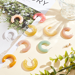 8 Pairs 8 Colors Acrylic Arch Stud Earrings&nbsp;EJEW-AN0003-38