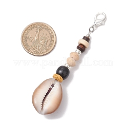 Natural Coconut & Shell & Lava Rock & Wood Beads Pendant Decorations&nbsp;HJEW-JM03227-01