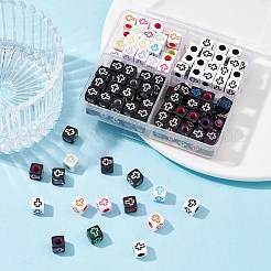 160個4スタイルクラフトスタイルアクリルビーズ  キューブ  ミックスカラー  6x6x6mm  穴：3mm  40個/スタイル&nbsp;MACR-YW0002-73