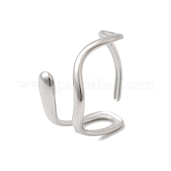 女性用304ステンレススチールオープンカフリング  ナゲット  ステンレス鋼色  10.5mm  18mm&nbsp;RJEW-K313-13P
