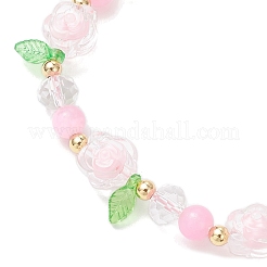 Floral Acrylic Beads Braided Bead Bracelets for Women&nbsp;BJEW-MZ00192-03