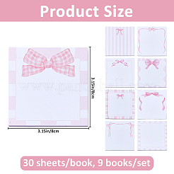 9 Books Square with Bowknot Memo Pad Sticky Notes&nbsp;AJEW-WH0596-521