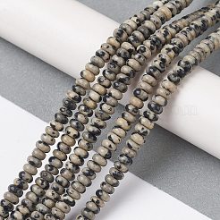 天然石ダルメシアンジャスパービーズ連売り  ロンデル  4.5x2.5mm  穴：0.8mm  約158個/連  15.55インチ（39.5cm）&nbsp;G-H292-A09-02