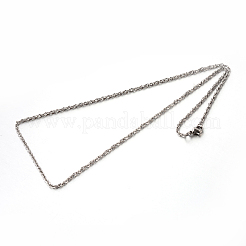 変色しにくい304ステンレススチールロープチェーンネックレス  ステンレス鋼色  17.7インチ（45cm）  2mm&nbsp;STAS-M174-011P-A