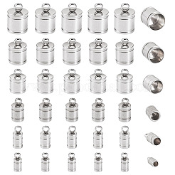 60個 6スタイル 201ステンレススチールコードエンド  コラム  ステンレス鋼色  7.5~13x3~9mm  穴：1.6~2.4mm  内径：2~8mm  10個/スタイル&nbsp;STAS-TA0002-98
