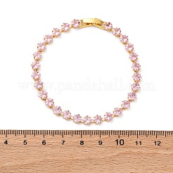 Brass Rhombus Cubic Zirconia Cup Chain Necklaces for Women&nbsp;NJEW-U033-01G
