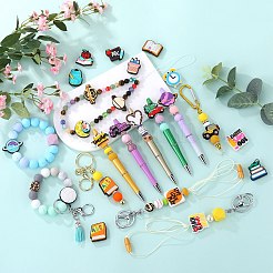 学校用品 PVC プラスチックビーズ  混合図形  ミックスカラー  19.5~29.5x20.5~33.5x7.5~8.5mm  穴：3mm  20個/セット&nbsp;KY-SZ0001-58A