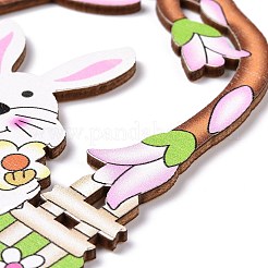イースターウッドの大きなペンダント  にんじんチャームをつけたうさぎ  カラフル  90x80x2mm  穴：3.2mm&nbsp;LS-WOOD-I007-01B